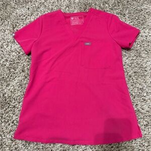 Figs V-Neck Scrub Top in Hot Pink